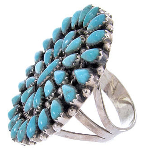 Turquoise Sterling Silver Jewelry Southwest Ring Size 8-3/4 AW64535